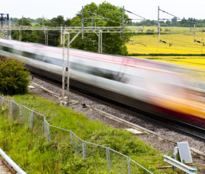 High Spped Train travelling from London to the North of England